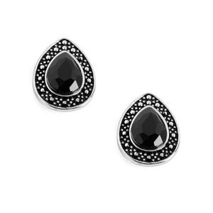 Teardrop Stud Earrings w/ Black Stone